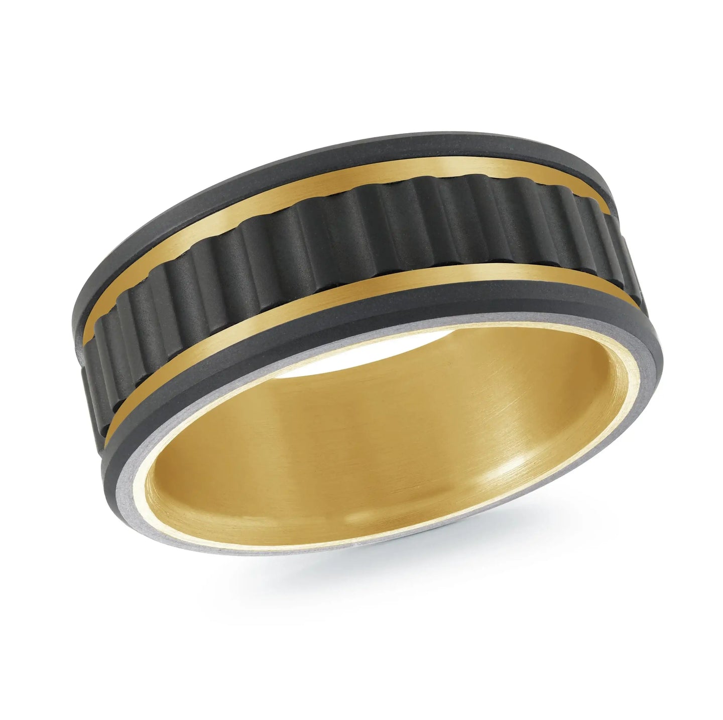 Titanium with Carbon Fiber and 14K Yellow Gold Ring from the Titanium Collection by Malo