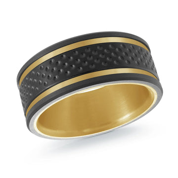 Titanium with Carbon Fiber and 14K Yellow Gold Ring from the Titanium Collection by Malo
