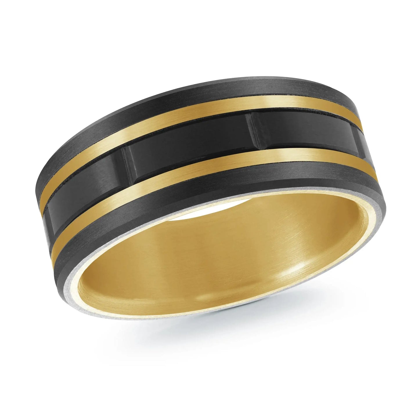 Titanium with Carbon Fiber and 14K Yellow Gold Ring from the Titanium Collection by Malo
