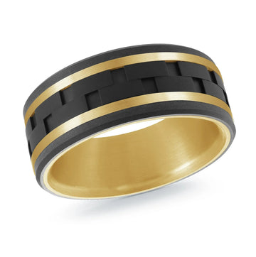 Titanium with Carbon Fiber and 14K Yellow Gold Ring from the Titanium Collection by Malo