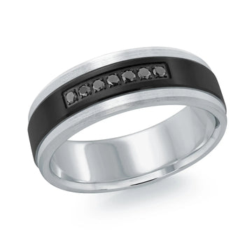 14K White Gold with Carbon Fiber Ring from the Titanium Collection by Malo