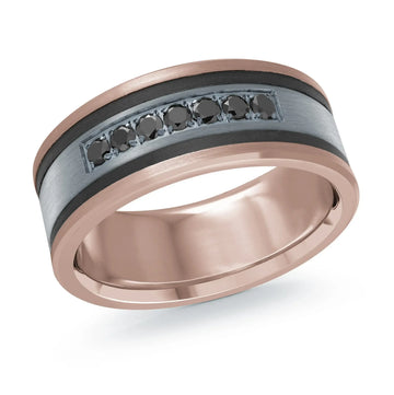 14K Rose Gold with Carbon Fiber Ring from the Tantalum Collection by Malo