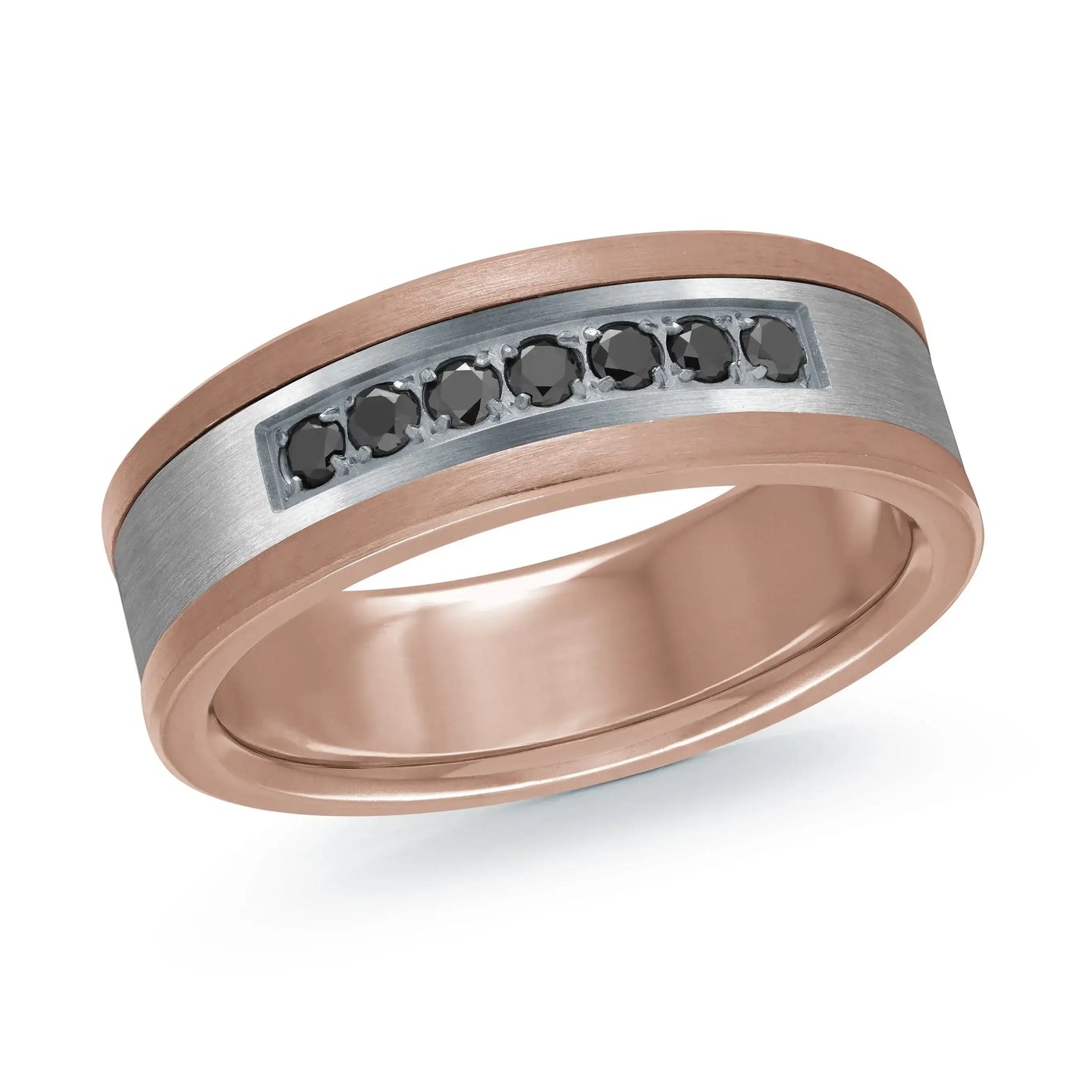 14K Rose Gold with Carbon Fiber Ring from the Tantalum Collection by Malo