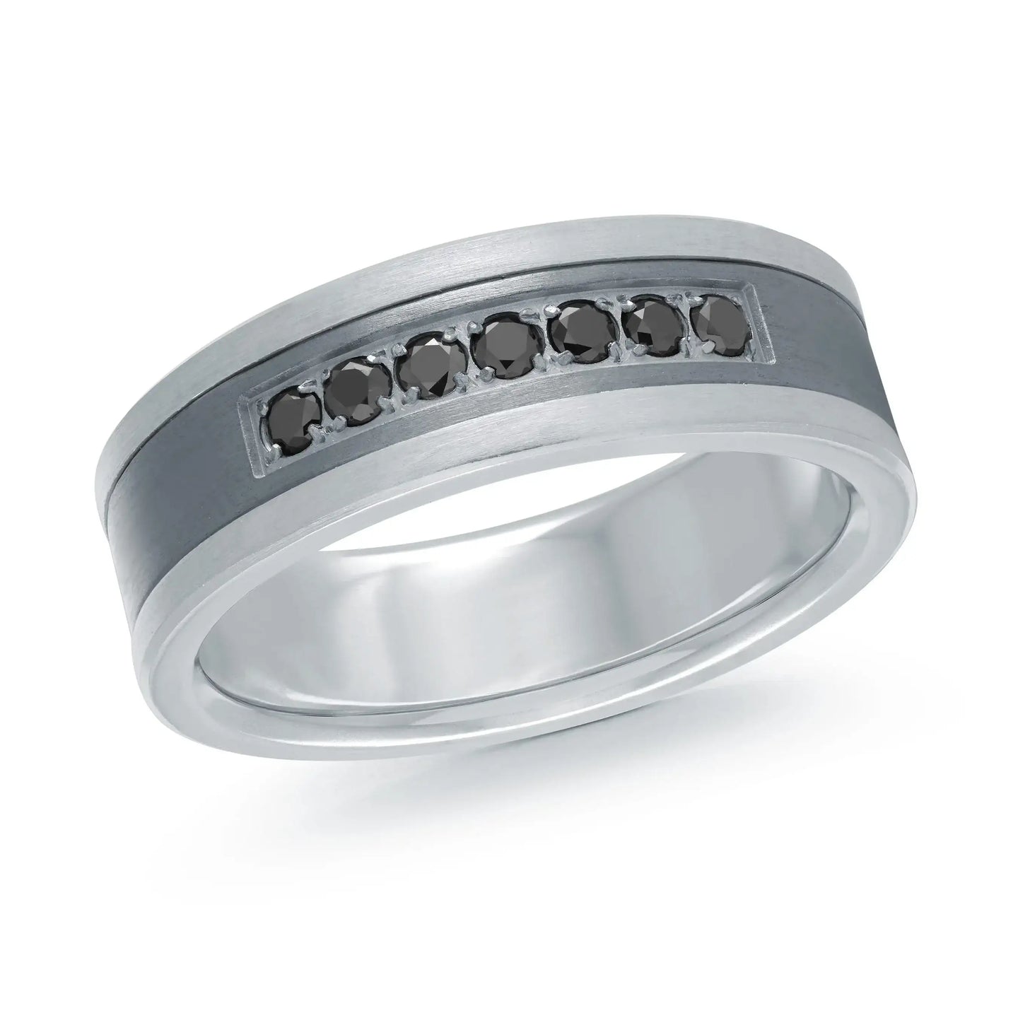 14K White Gold with Carbon Fiber Ring from the Tantalum Collection by Malo