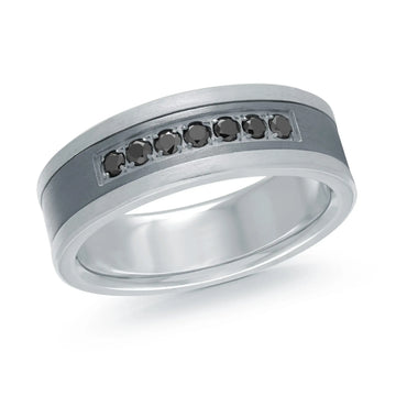 14K White Gold with Carbon Fiber Ring from the Tantalum Collection by Malo