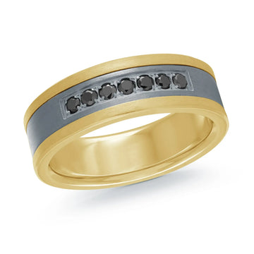 14K Yellow Gold with Carbon Fiber Ring from the Tantalum Collection by Malo