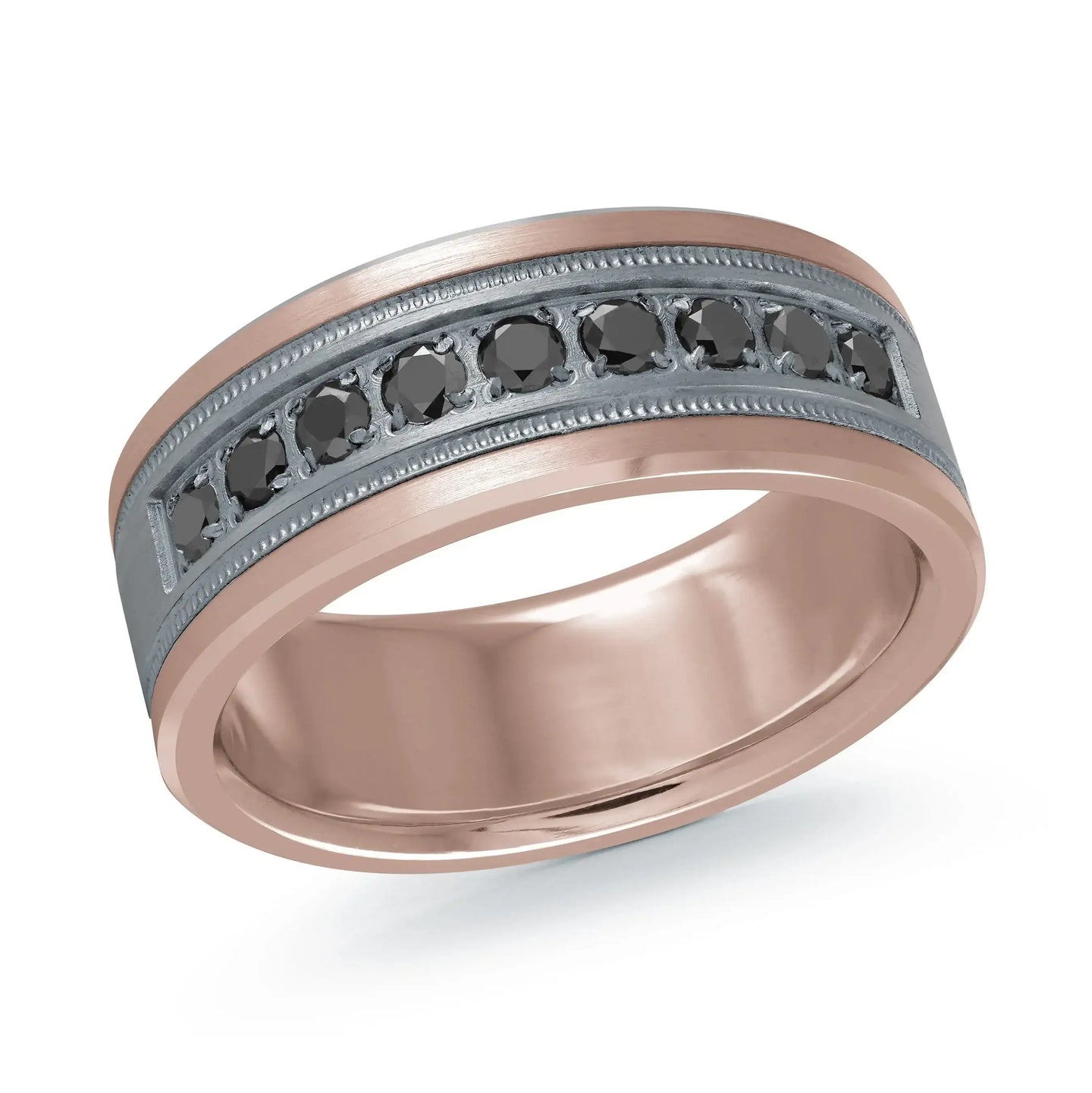 14K Rose Gold with Carbon Fiber Ring from the Tantalum Collection by Malo