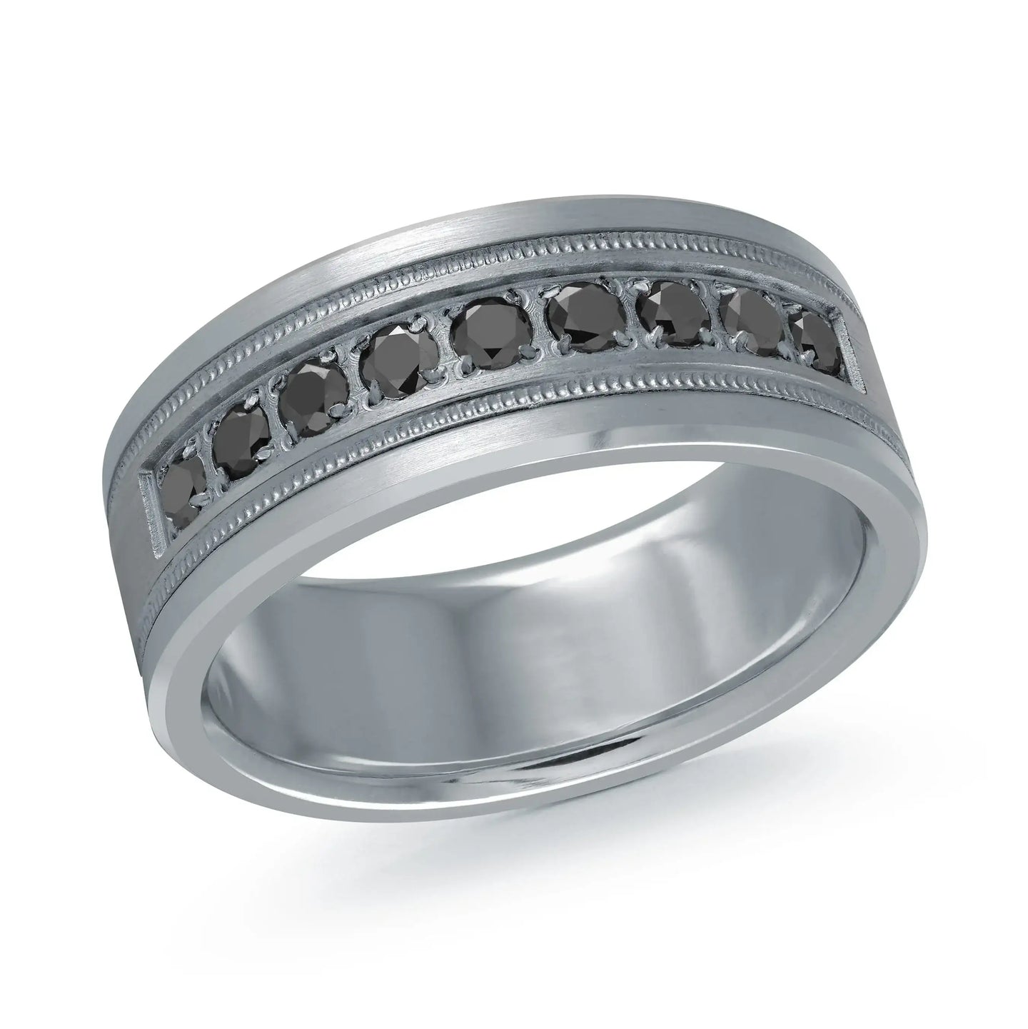 14K White Gold with Carbon Fiber Ring from the Tantalum Collection by Malo