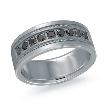 14K White Gold with Carbon Fiber Ring from the Tantalum Collection by Malo