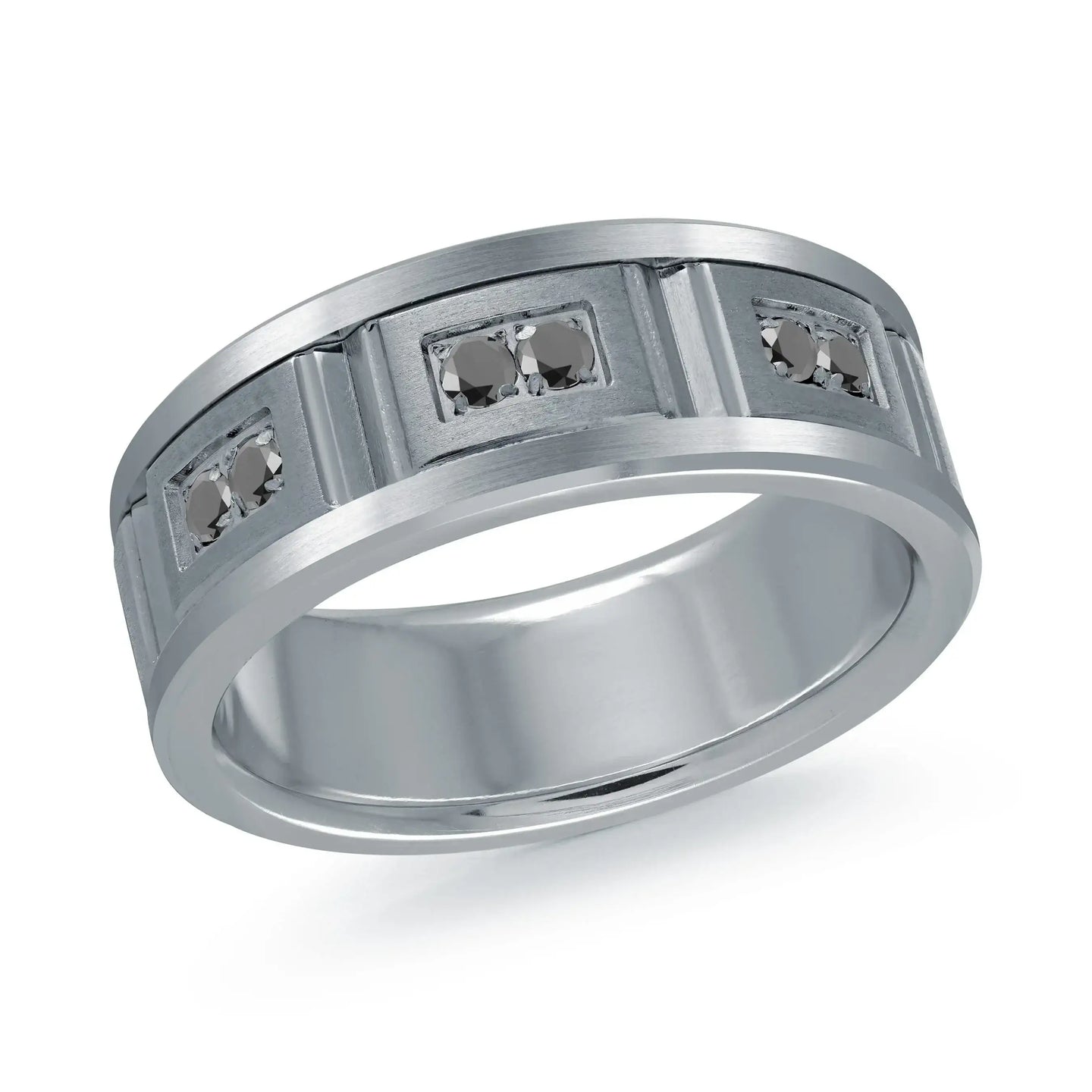 14K White Gold with Carbon Fiber Ring from the Tantalum Collection by Malo