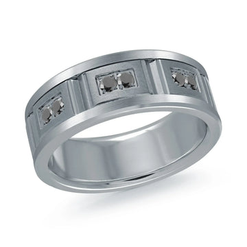 14K White Gold with Carbon Fiber Ring from the Tantalum Collection by Malo