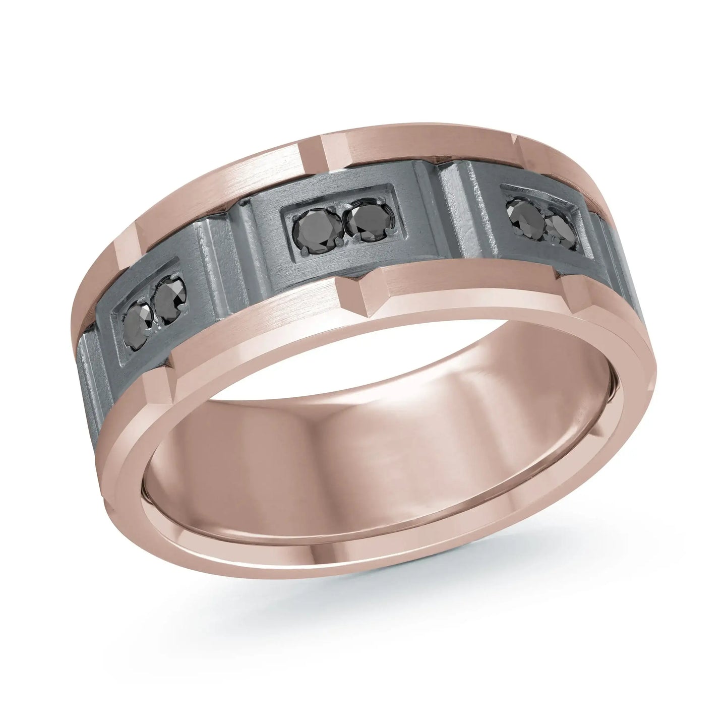 14K Rose Gold with Carbon Fiber Ring from the Tantalum Collection by Malo