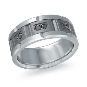 14K White Gold with Carbon Fiber Ring from the Tantalum Collection by Malo