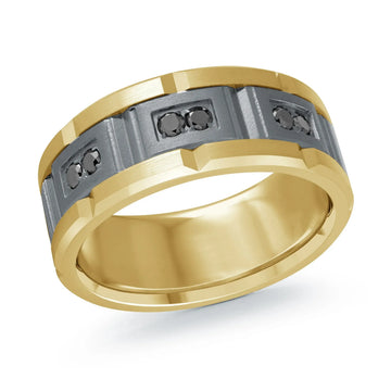 14K Yellow Gold with Carbon Fiber Ring from the Tantalum Collection by Malo