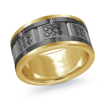 14K Yellow Gold with Carbon Fiber Ring from the Tantalum Collection by Malo