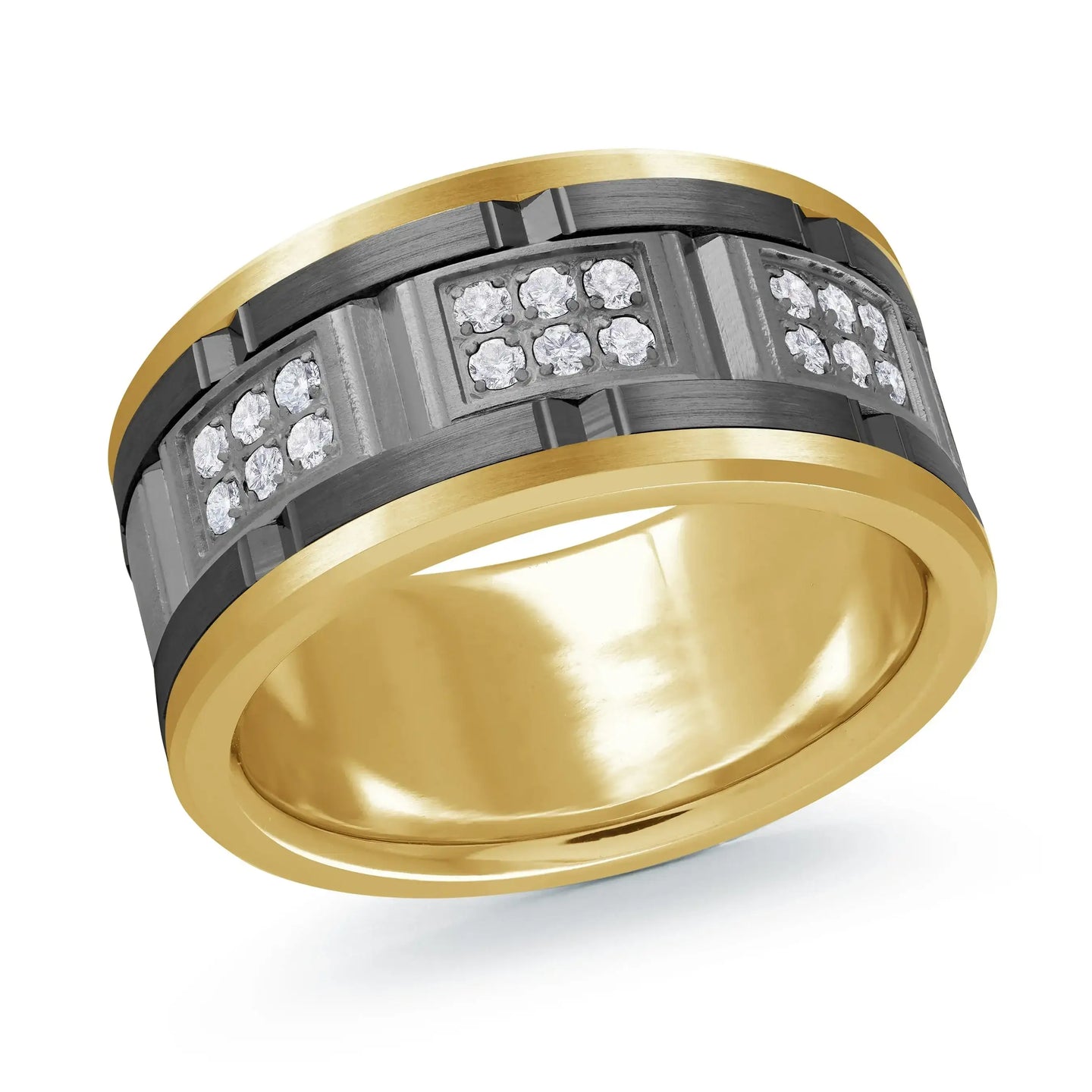 14K Yellow Gold with Carbon Fiber Ring from the Tantalum Collection by Malo