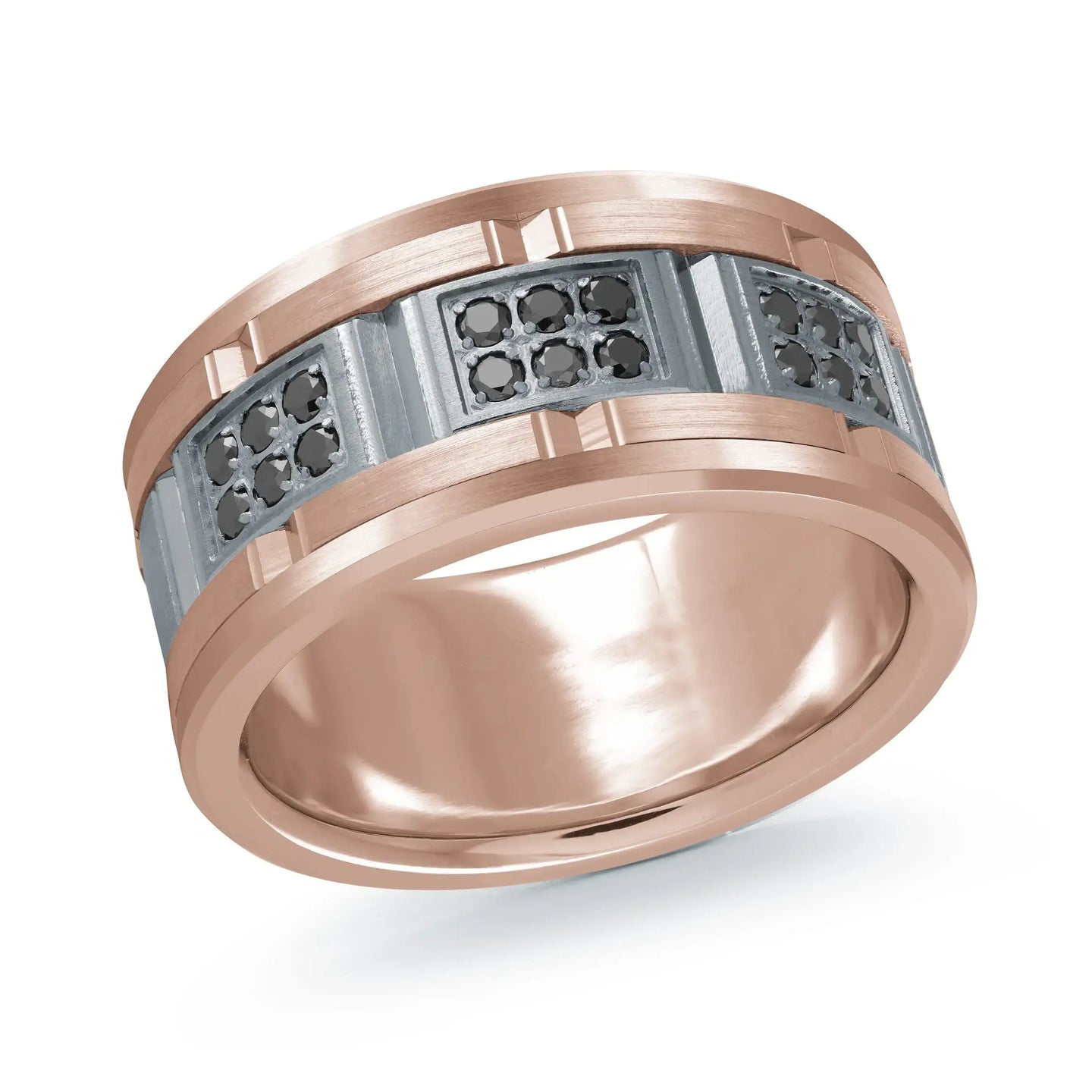 14K Rose Gold with Carbon Fiber Ring from the Tantalum Collection by Malo