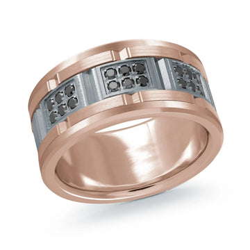 14K Rose Gold with Carbon Fiber Ring from the Tantalum Collection by Malo