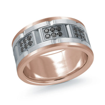 14K Rose Gold with 14K White Gold and Carbon Fiber Ring from the Tantalum Collection by Malo