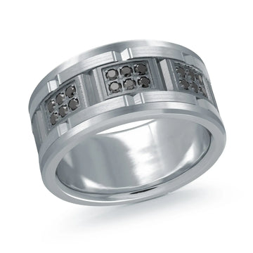 14K White Gold with Carbon Fiber Ring from the Tantalum Collection by Malo