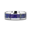 MALONE Men's Titanium Wedding Ring with Blue Lapis Inlay & Beveled Edges - 8mm