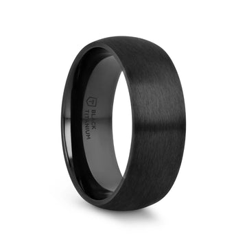 MARAUDER Domed Brushed Finish Black Titanium Men’s Wedding Band - 6mm & 8mm - Larson Jewelers