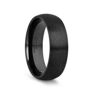 MARAUDER Domed Brushed Finish Black Titanium Men’s Wedding Band - 6mm & 8mm - Larson Jewelers