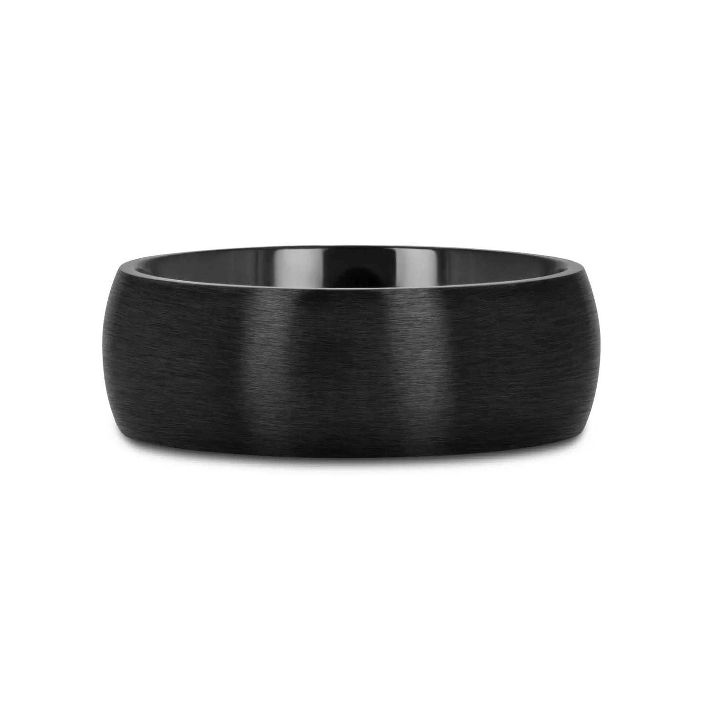 MARAUDER Domed Brushed Finish Black Titanium Men’s Wedding Band - 6mm & 8mm - Larson Jewelers