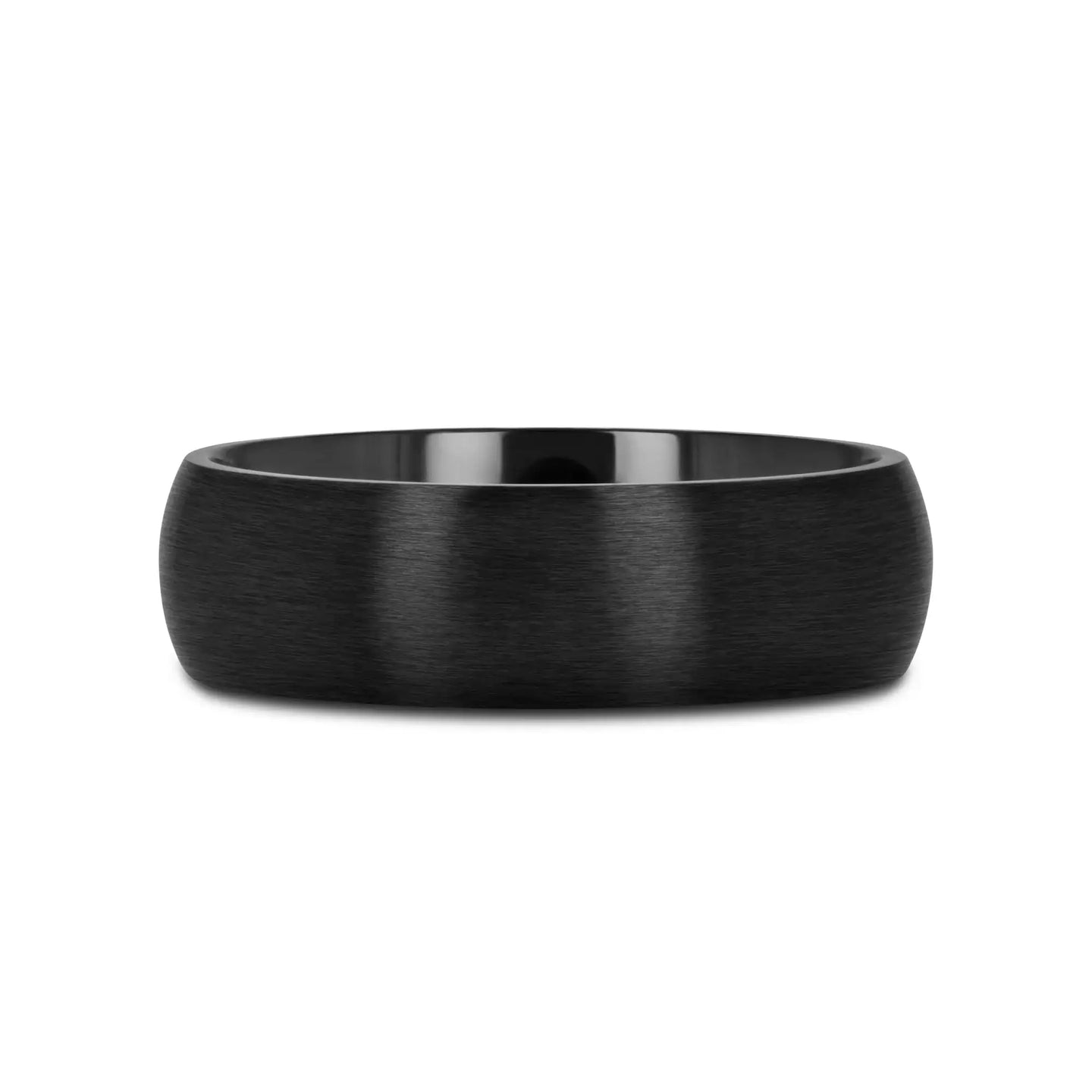 MARAUDER Domed Brushed Finish Black Titanium Men’s Wedding Band - 6mm & 8mm - Larson Jewelers