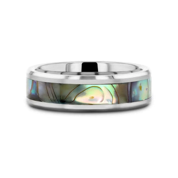 MAUI Tungsten Wedding Band with Mother of Pearl Inlay - 4mm - 10mm - Larson Jewelers