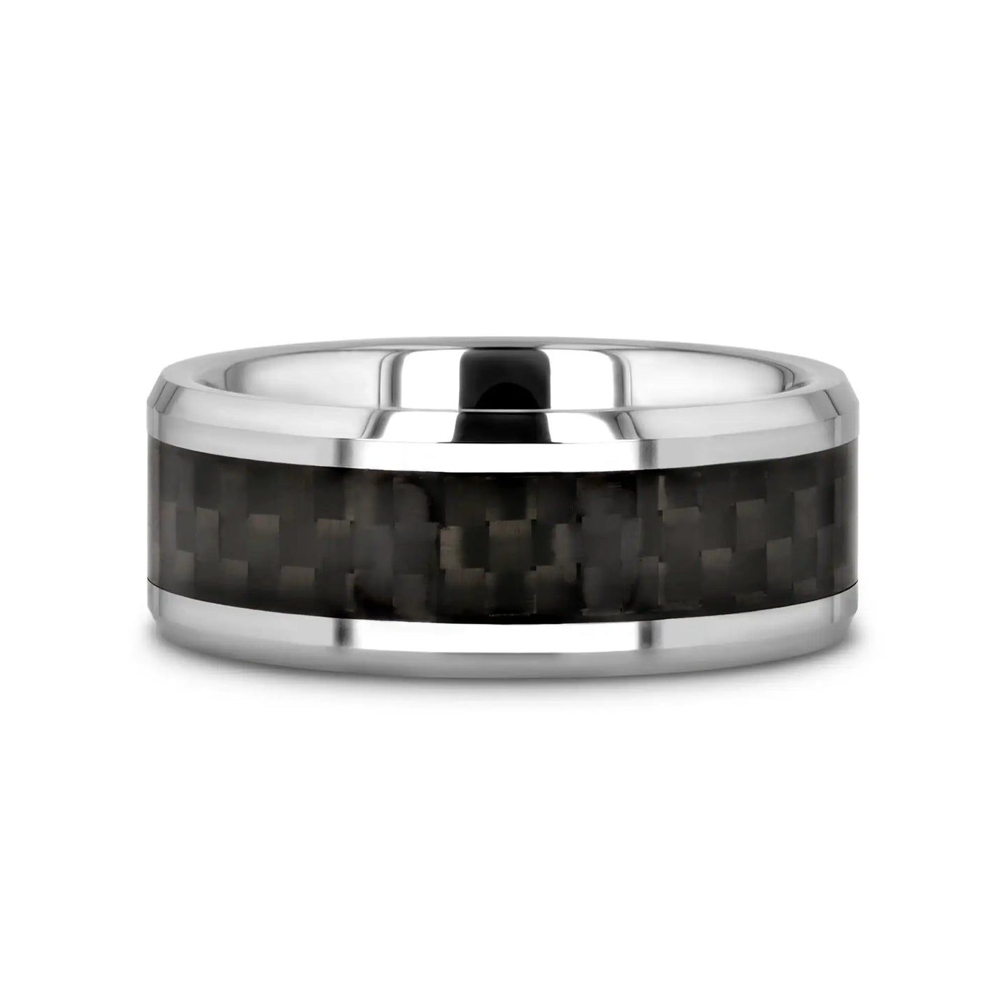 MAXIMUS Black Carbon Fiber Inlay Tungsten Carbide Wedding Band - 4mm - 12mm - Larson Jewelers