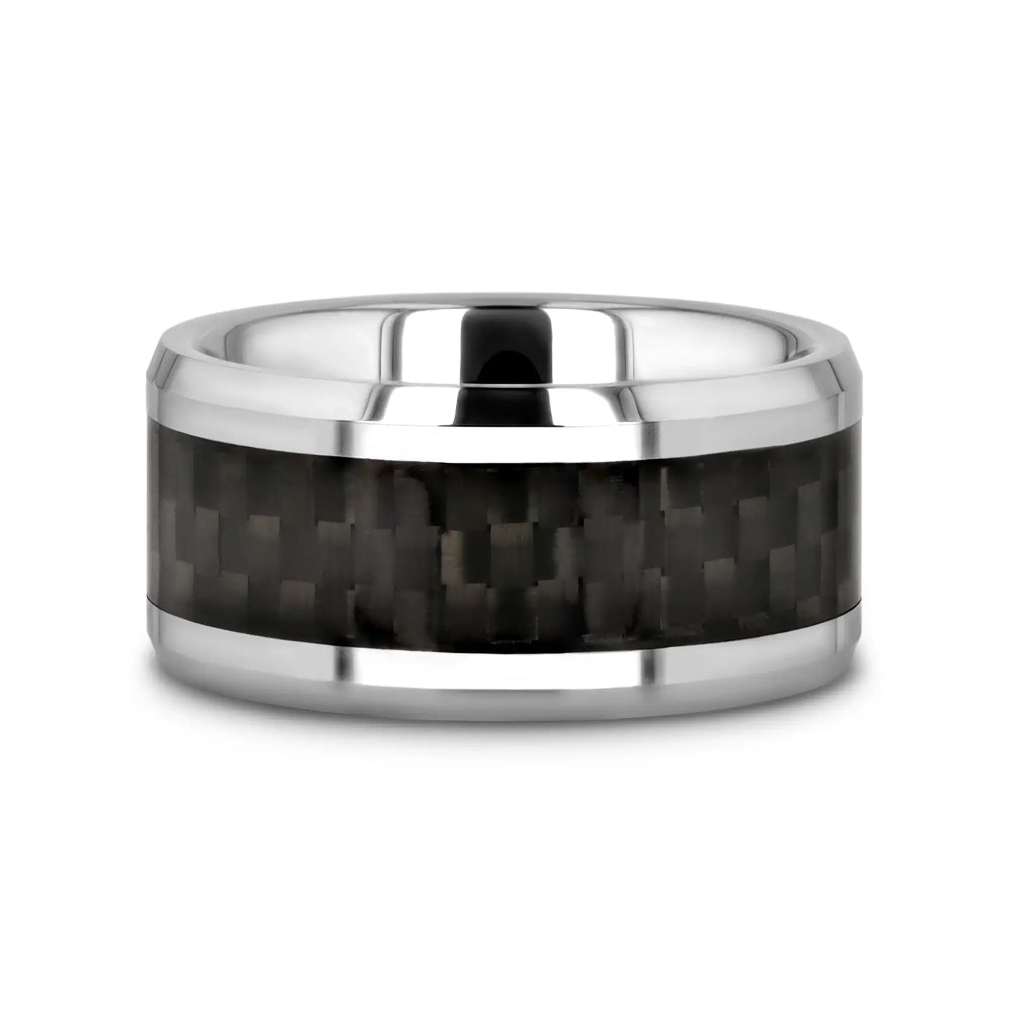 MAXIMUS Black Carbon Fiber Inlay Tungsten Carbide Wedding Band - 4mm - 12mm - Larson Jewelers