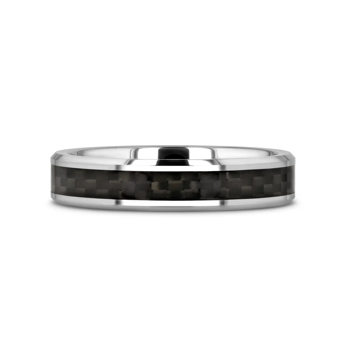 MAXIMUS Black Carbon Fiber Inlay Tungsten Carbide Wedding Band - 4mm - 12mm - Larson Jewelers