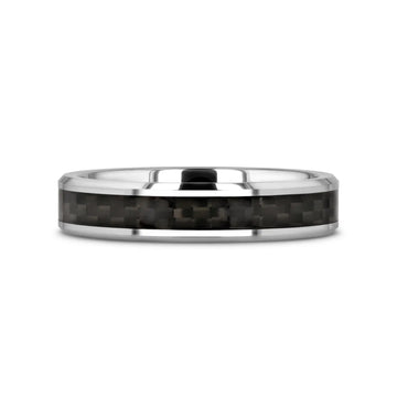 MAXIMUS Black Carbon Fiber Inlay Tungsten Carbide Wedding Band - 4mm - 12mm - Larson Jewelers