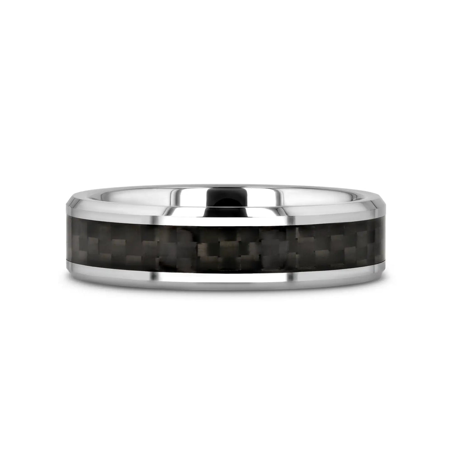MAXIMUS Black Carbon Fiber Inlay Tungsten Carbide Wedding Band - 4mm - 12mm - Larson Jewelers