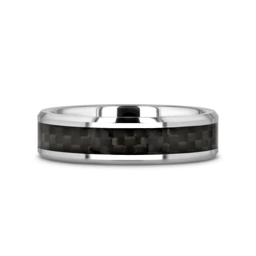 MAXIMUS Black Carbon Fiber Inlay Tungsten Carbide Wedding Band - 4mm - 12mm - Larson Jewelers