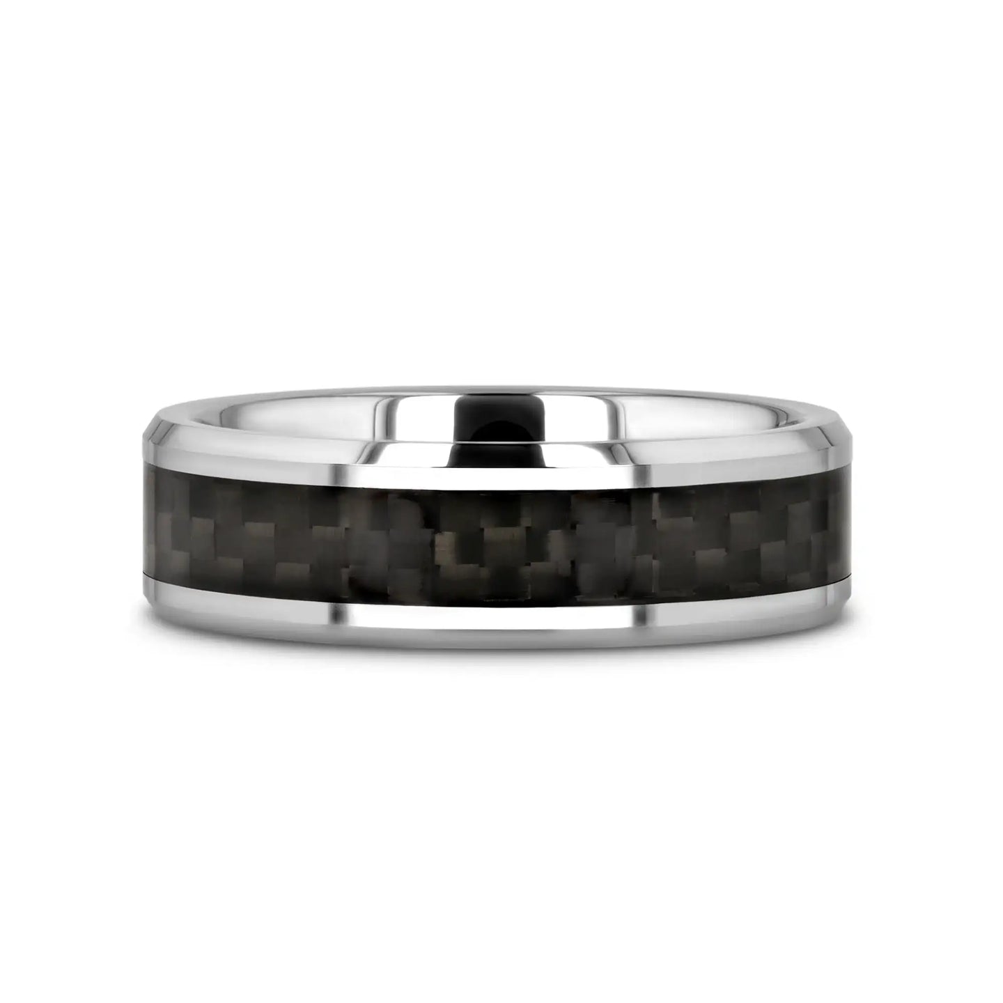 MAXIMUS Black Carbon Fiber Inlay Tungsten Carbide Wedding Band - 4mm - 12mm - Larson Jewelers