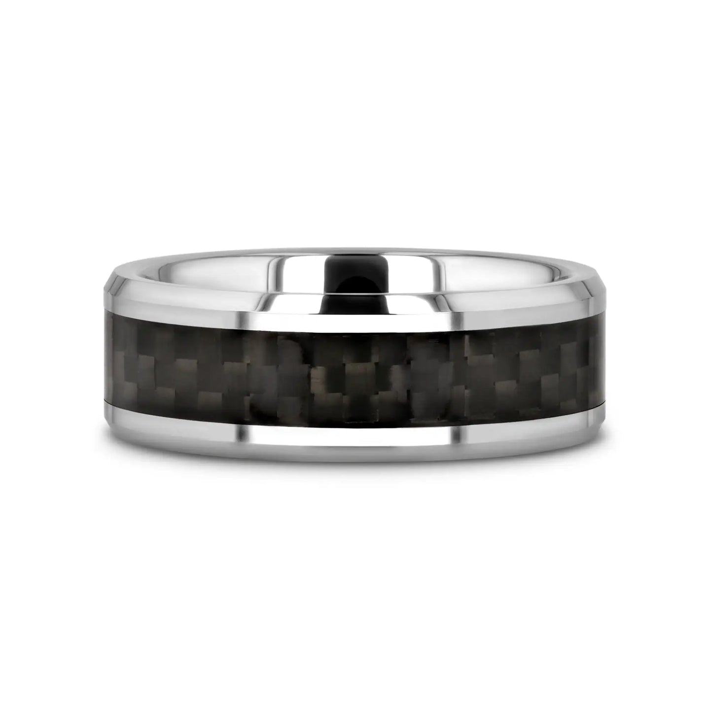MAXIMUS Black Carbon Fiber Inlay Tungsten Carbide Wedding Band - 4mm - 12mm - Larson Jewelers