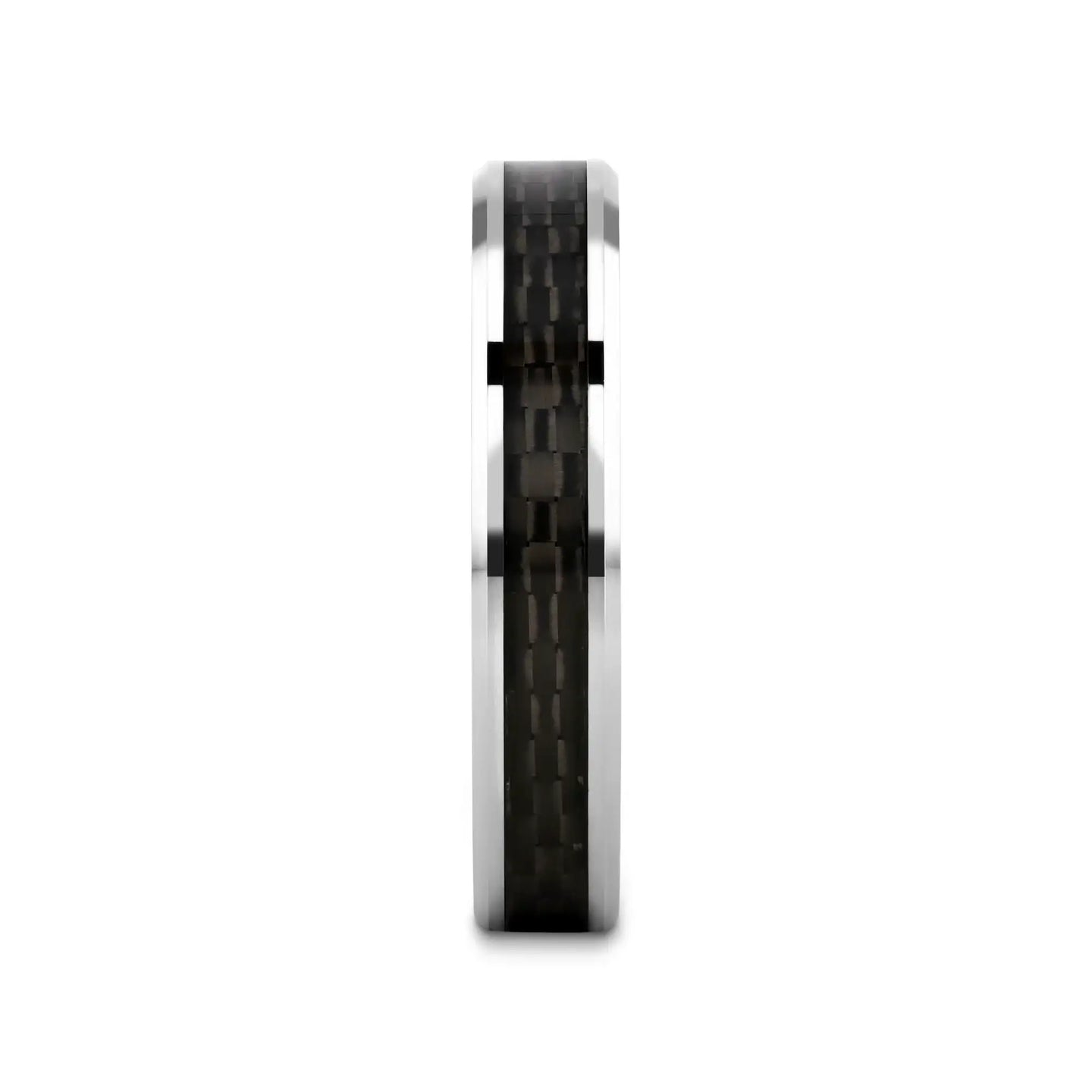 MAXIMUS Black Carbon Fiber Inlay Tungsten Carbide Wedding Band - 4mm - 12mm - Larson Jewelers