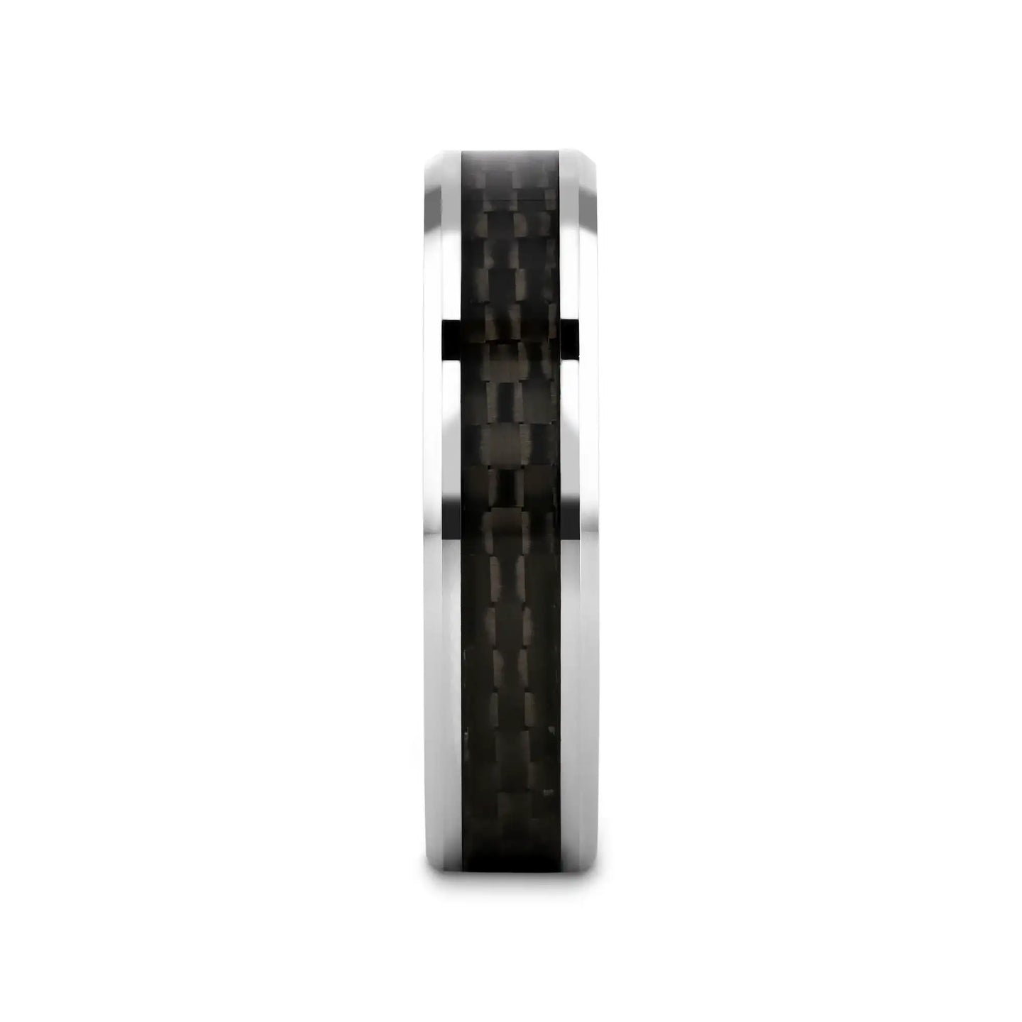 MAXIMUS Black Carbon Fiber Inlay Tungsten Carbide Wedding Band - 4mm - 12mm - Larson Jewelers