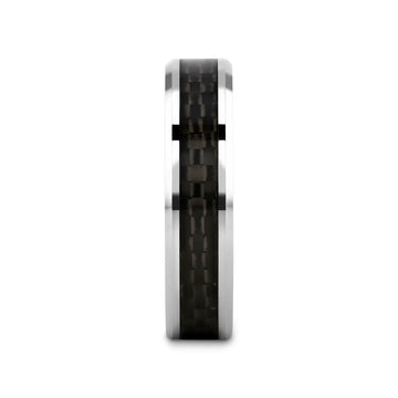 MAXIMUS Black Carbon Fiber Inlay Tungsten Carbide Wedding Band - 4mm - 12mm - Larson Jewelers