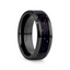 MELO Black Ceramic Beveled Polished Men’s Wedding Band with Purple Goldstone Inlay - 8mm