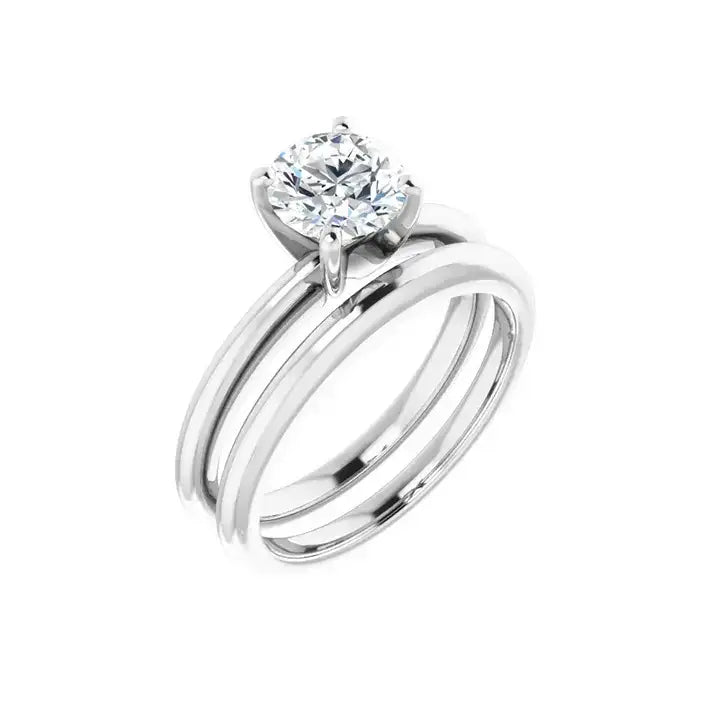 HANNAH 14K White Gold Round Lab Grown Diamond Solitaire Engagement Ring - Larson Jewelers