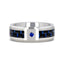 NEPTUNE Tungsten Carbide Ring with Black and Blue Carbon Fiber and Blue Sapphire Setting with Bevels - 8mm