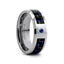 NEPTUNE Tungsten Carbide Ring with Black and Blue Carbon Fiber and Blue Sapphire Setting with Bevels - 8mm
