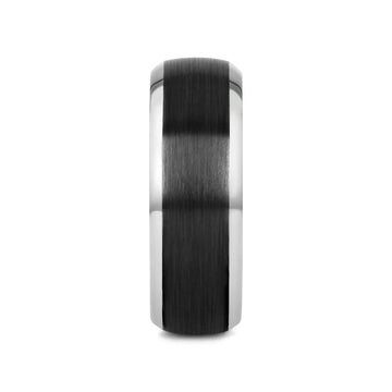 NOLAN Brushed Domed Black Titanium Wedding Band with Polished Beveled Edges - 8mm - Larson Jewelers