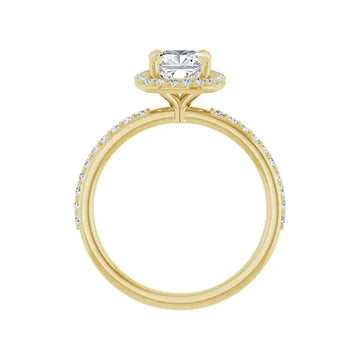 DAYSTAR 18K Yellow Gold Halo Cushion Lab Grown Diamond Engagement Ring - Larson Jewelers