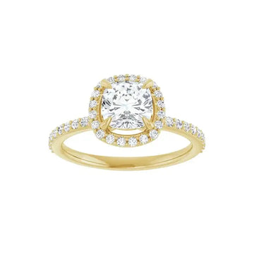 DAYSTAR 18K Yellow Gold Halo Cushion Lab Grown Diamond Engagement Ring - Larson Jewelers