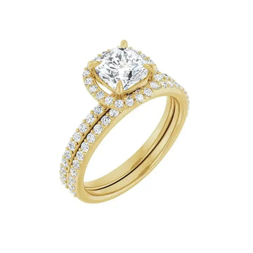 DAYSTAR 18K Yellow Gold Halo Cushion Lab Grown Diamond Engagement Ring - Larson Jewelers