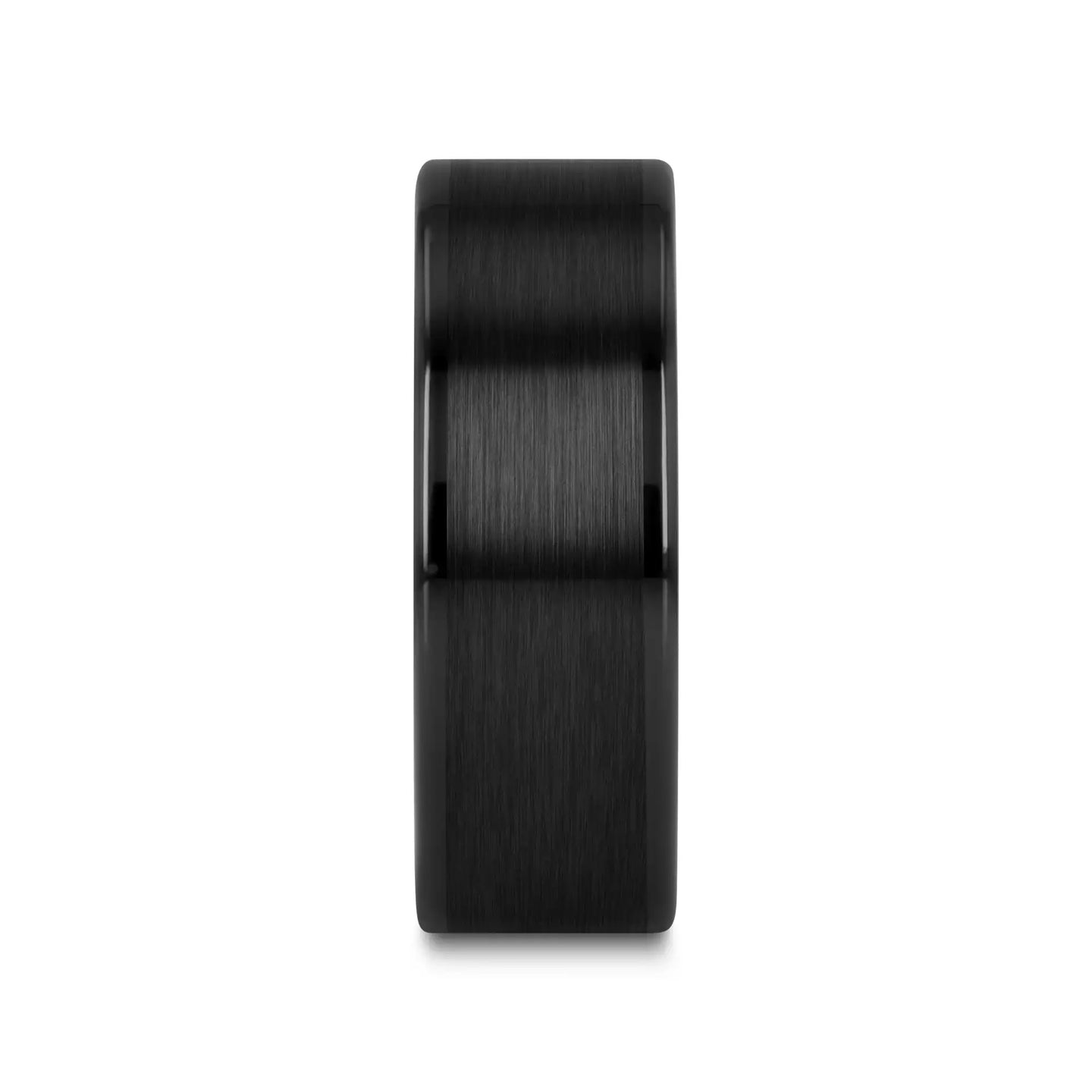 OCTAVIUS Flat Black Ceramic Ring with Brushed Center and Polished Edges — 4mm to 12mm - Larson Jewelers